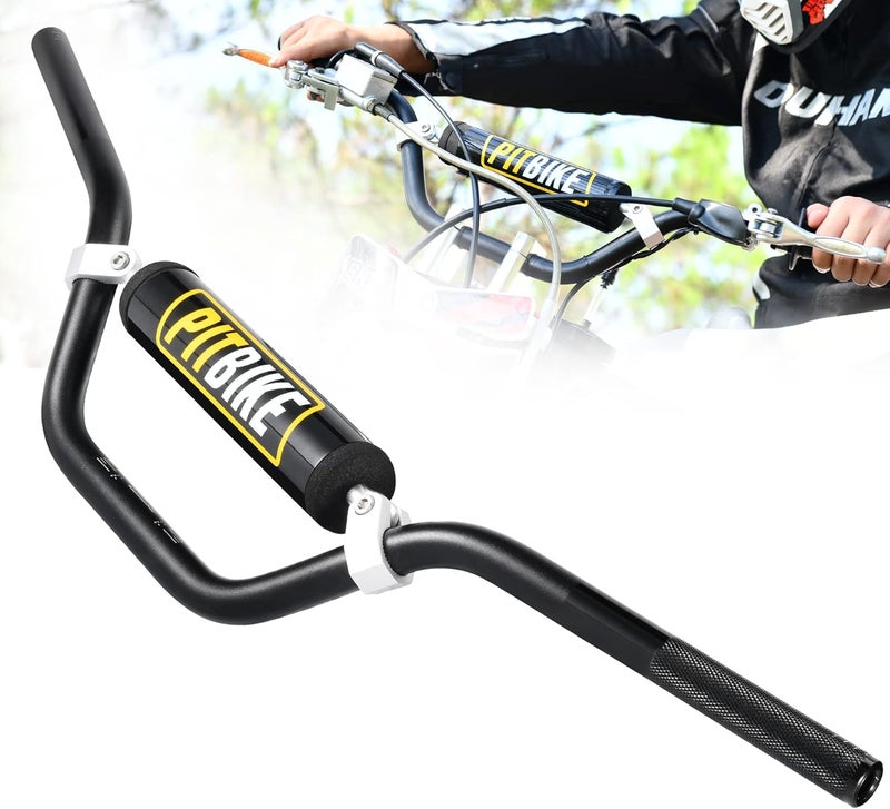 RUTU 7/8" Dirt bike Handlebars with Foam Pad - Motorcycle Handlebars Compatible with CRF YZF KXF, KLX, RMZ, DRZ Pit Dirt Bikes, ATVs, Quad - 6061-T6 Aluminum Handlebar with Heat Treatment HRC16 Black - Image 1